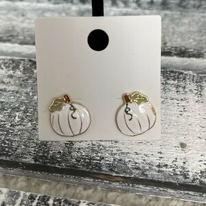 Fall enamel pumpkin earrings • NWT